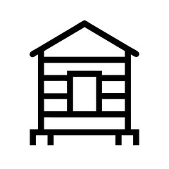 Wooden Cabin Structure Elevated on Stilts Icon Design