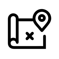 X Marked Trail on Treasure Map Icon Design