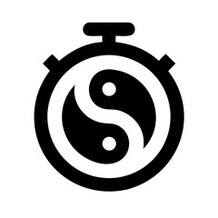 Yin Yang Symbol with Timer Icon Design