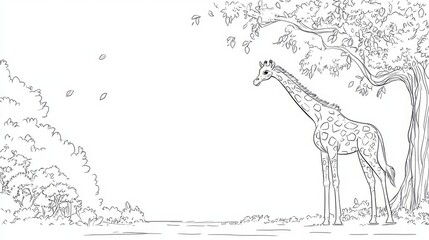 easy coloring pages or books for children, cute and funny coloring page, cartoon illustration, outline picture for coloring kid book, illustration of white black animal with garden