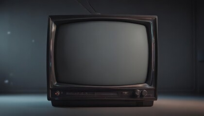 Glowing CRT screen, static interference, vintage TV ,  television set,  old technology
