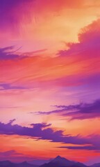 Naklejka premium Fiery orange and purple sunset hues blend in abstract watercolor wash , pattern, orange