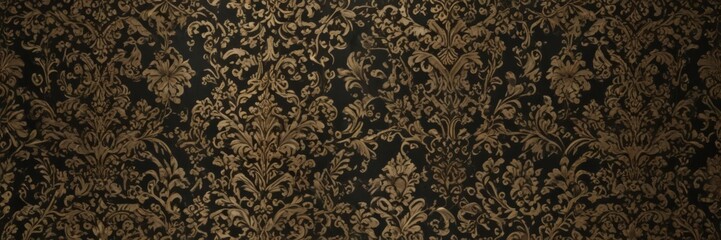 Intricate black & gold damask pattern with metallic sheen, elegant pattern, vip