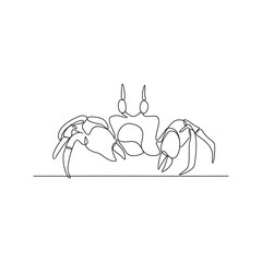 One continuous line drawing of Crab vector design illustration. Sea animal themes design in simple linear continuous style vector concept. Suitable for asset design and educational purpose.