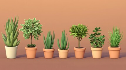Fototapeta premium Collection of Potted Plants Home Decor Green Plants Indoor Plants Houseplants Modern Minimalist Style Room Decor Stylish Potted Plants Botanical 
