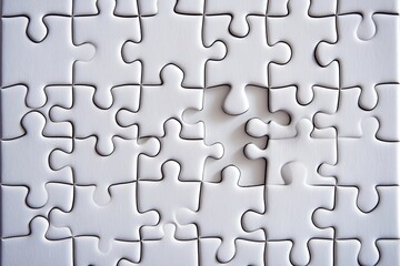 White jigsaw puzzle with missing piece