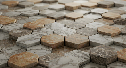 Fototapeta premium Abstract background featuring a striking close-up view of interlocking hexagonal shapes