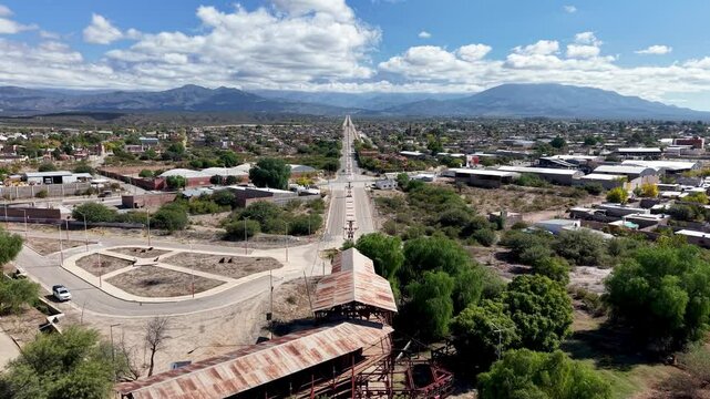 Aerial view of the city of Chilecito, La Rioja, Argentina