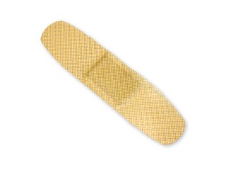 Adhesive bandage for small cuts and wounds, isolated on white background. Essential first aid item for medical and health topics.