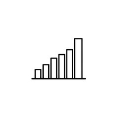 Simple Bar Graph Symbol in Thin Black Vector Line Representing Growth, Statistics and Performance Monitoring for Dashboards