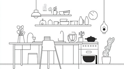 Simple, modern kitchen design outline.