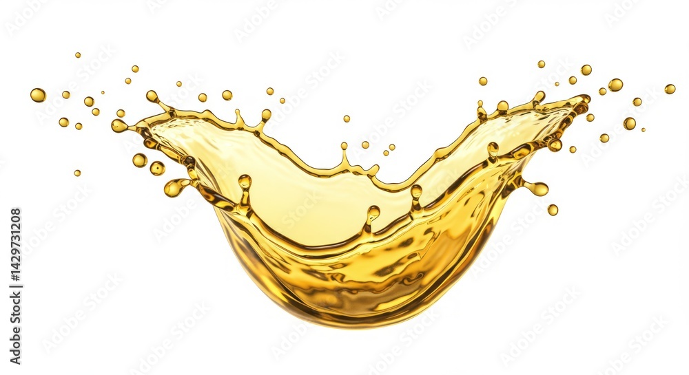 Poster golden liquid explosion with dynamic splash and droplets creating an energetic and vibrant effect su