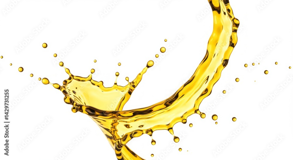 Poster golden liquid splash abstract isolated on white background for product mockups and design elements c
