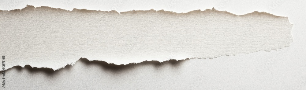 Poster a close-up view of a torn piece of white paper on a clean background. showcasing texture and edges. 