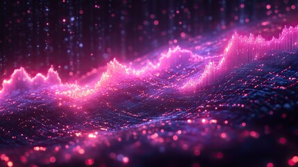 abstract blue purple neon growing financial graph chart background