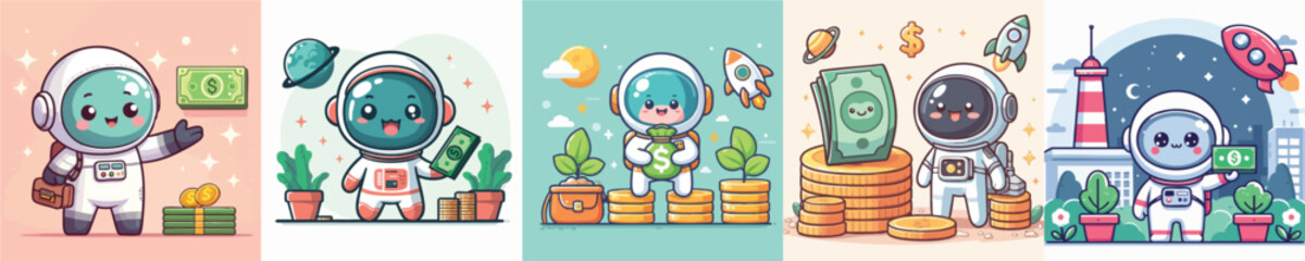 cute astronaut vector get money for investment