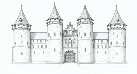 Obraz premium Castle sketch isolated on white background