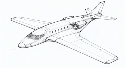 Airplane sketch isolated on white background