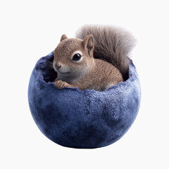 Obraz premium Adorable Squirrel Snuggled in a Giant Blueberry