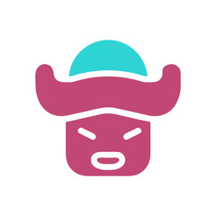 Stylized Chinese Person Icon with Traditional Hat