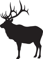 Elk Silhouette on White Background
