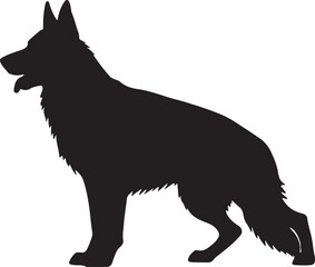 German Shepherd Silhouette on White Background