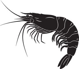 Habitat Shrimp Silhouette on White Background