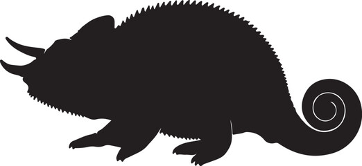 Jackson’s Chameleon Silhouette on White Background