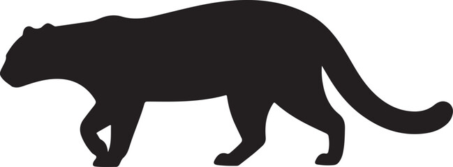 Jaguarundi Silhouette on White Background
