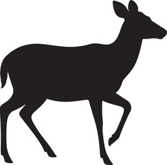 Marsh Deer Silhouette on White Background
