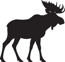 Moose Silhouette on White Background