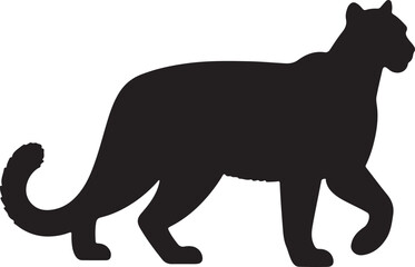 Mountain Lion Silhouette on White Background