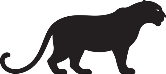 Panther Silhouette on White Background