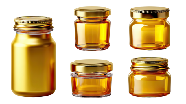 Isolated glass bottles: one of medicine, two of perfume