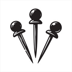 Three Push Pins Pointing Downward Office Supplies Stationery