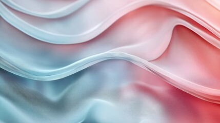 Soft Draped Silk Fabric in Gradient Colors of Light Blue and Coral Pink Showcasing Elegance and Texture