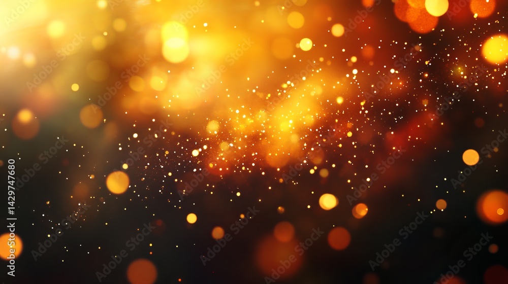 Poster golden festive sparkling background bokeh lights abstract design elegant luxurious shimmering textur