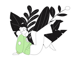 Practicing yoga, physical and mental health, flat vector character concept, operation hand drawn illustration
