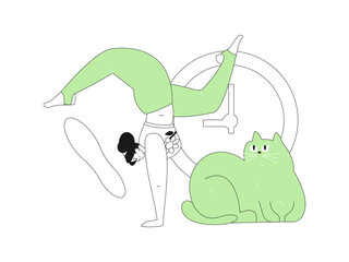 Practicing yoga, physical and mental health, flat vector character concept, operation hand drawn illustration
