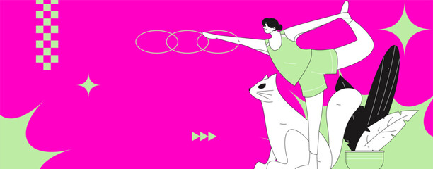 Practicing yoga, physical and mental health, flat vector character concept, operation hand drawn illustration
