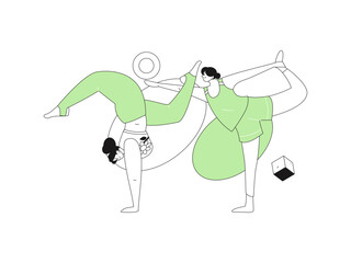 Practicing yoga, physical and mental health, flat vector character concept, operation hand drawn illustration
