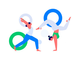 Practicing yoga, physical and mental health, flat vector character concept, operation hand drawn illustration
