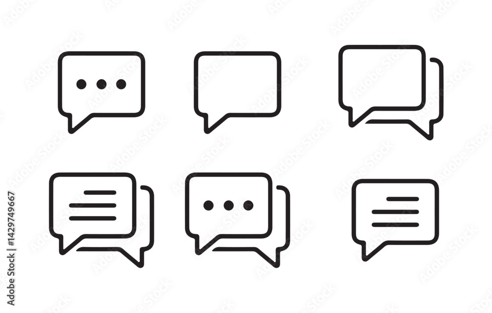 Poster set of comment speech bubble on white background. chat message speech bubble icon seet.. victor illu