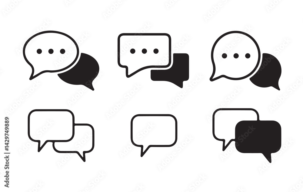 Poster set of comment speech bubble on white background. chat message speech bubble icon seet.. victor illu