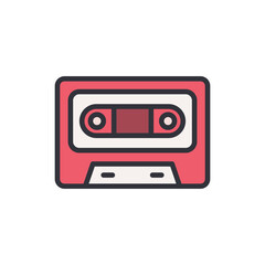 Cassette colored icons, minimalist vector illustration ,simple transparent graphic element .Isolated on white background