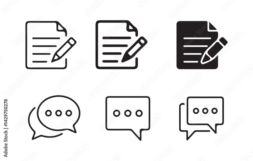 Aufkleber set of comment speech bubble on white background. chat message speech bubble icon seet.. victor illu