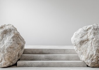 Minimalist stone steps platform