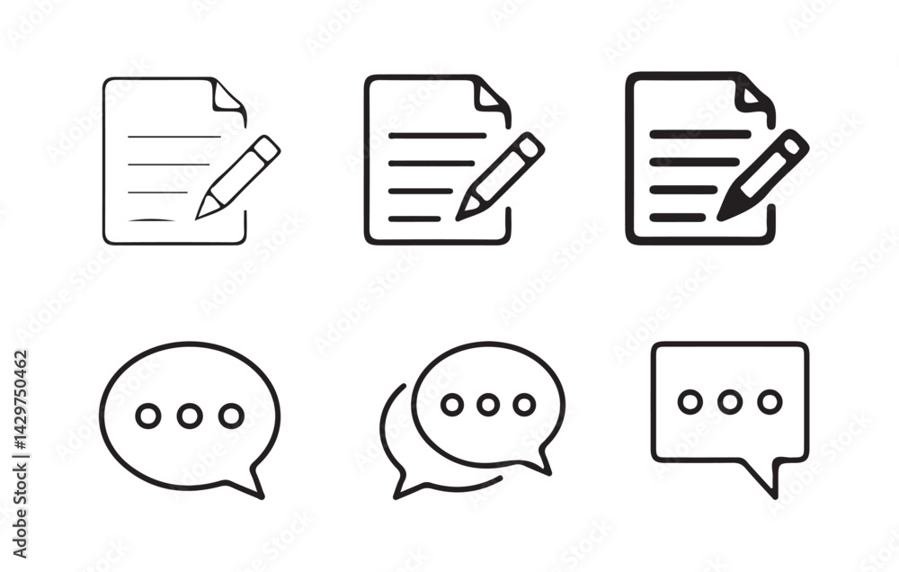 Poster set of comment speech bubble on white background. chat message speech bubble icon seet.. victor illu