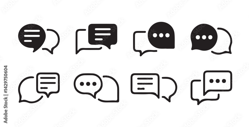 Poster set of comment speech bubble on white background. chat message speech bubble icon seet.. victor illu