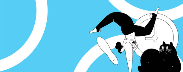 Practicing yoga, physical and mental health, flat vector character concept, operation hand drawn illustration
